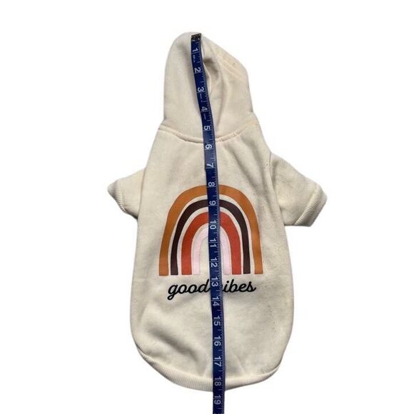 Heart To Tail Dog Cream Short Sleeve Good Vibes Rainbow Pet Sweatshirt  S NWOT - Picture 6 of 6